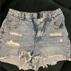 H&M Light Blue Distressed Jean Shorts